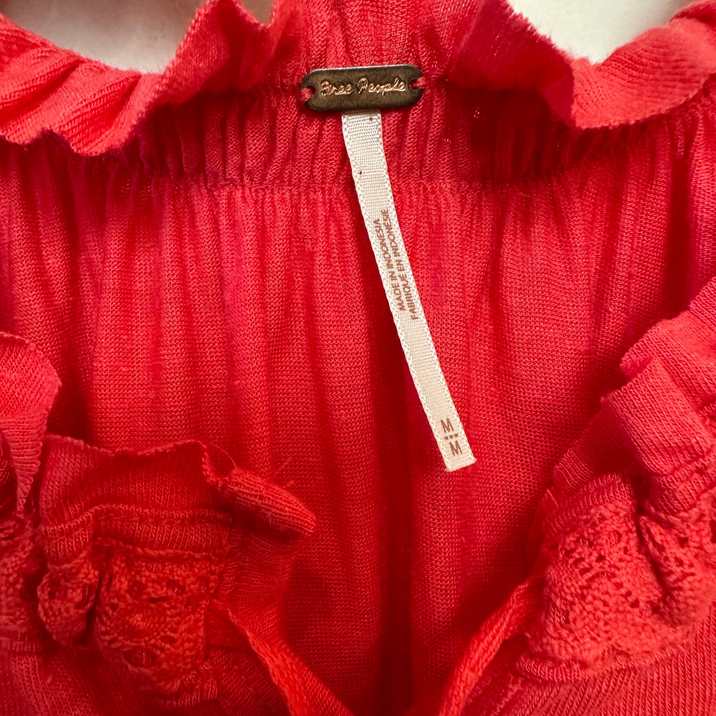 Free People Charlie Top Ruffled Relaxed Short Sleeve Blouse Medium