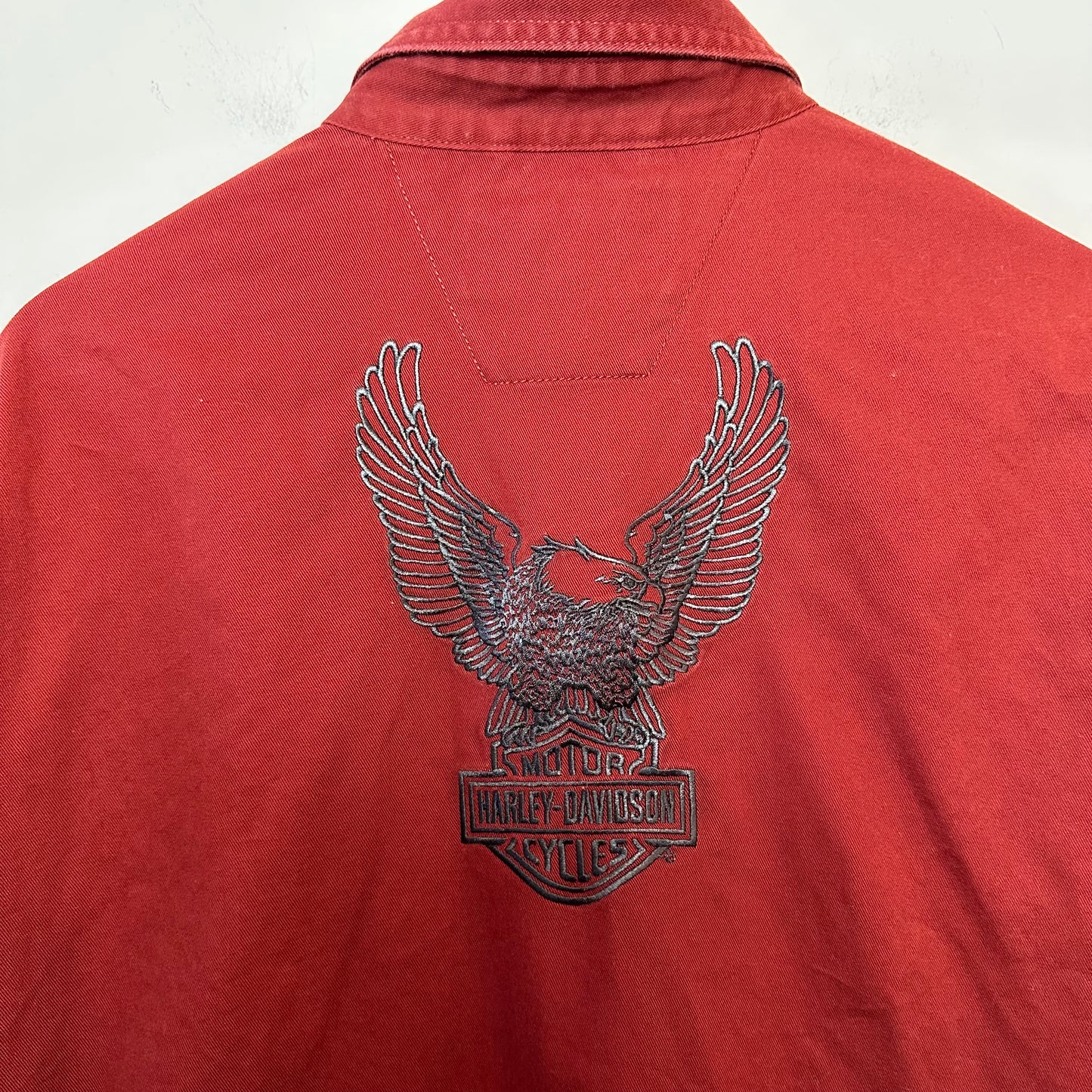 Vintage Harley Davidson Maroon Long Sleeve Button Down Embroidered Large