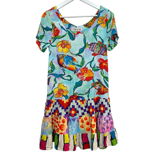 Vintage Jams World Tropical Fish Drop Waist Hattie Dress Made in the USA Small