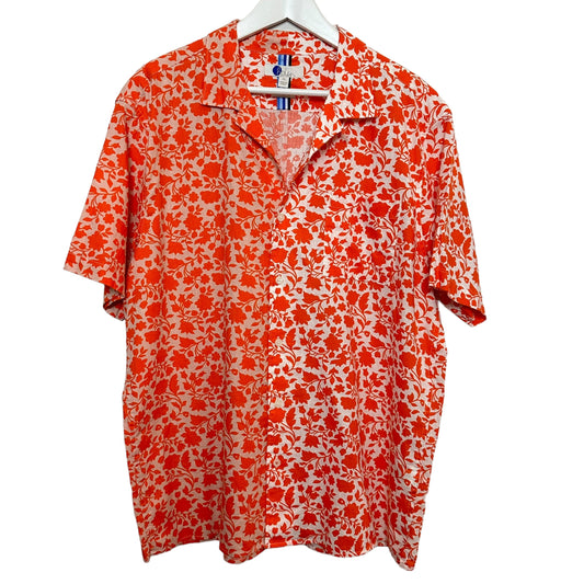 Boden Men's Short Sleeve Button Up Shirt Orange Hawaiian Linen Cotton XL