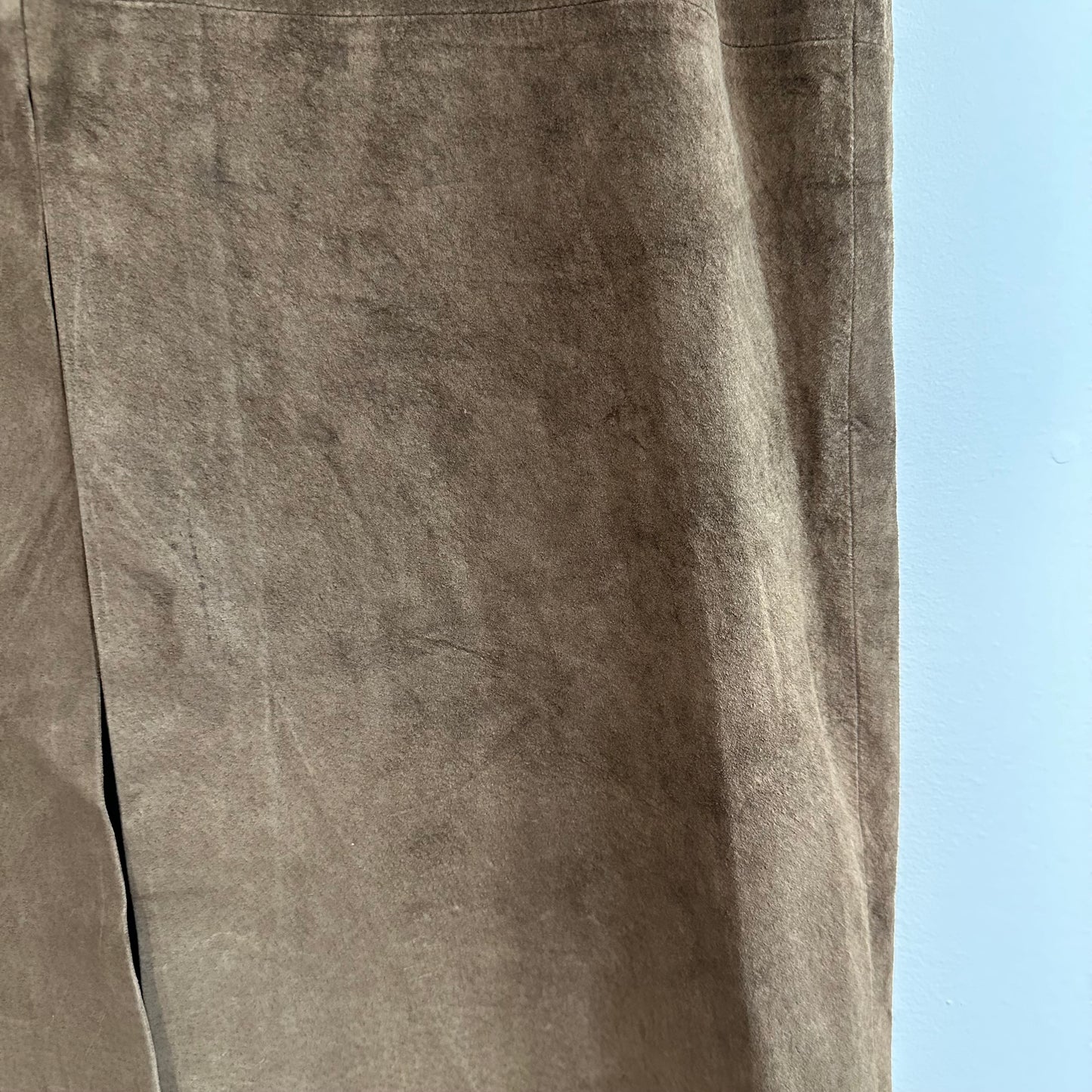 Vintage 90s Jones New York Country Suede Leather Midi Maxi Skirt Brown 10