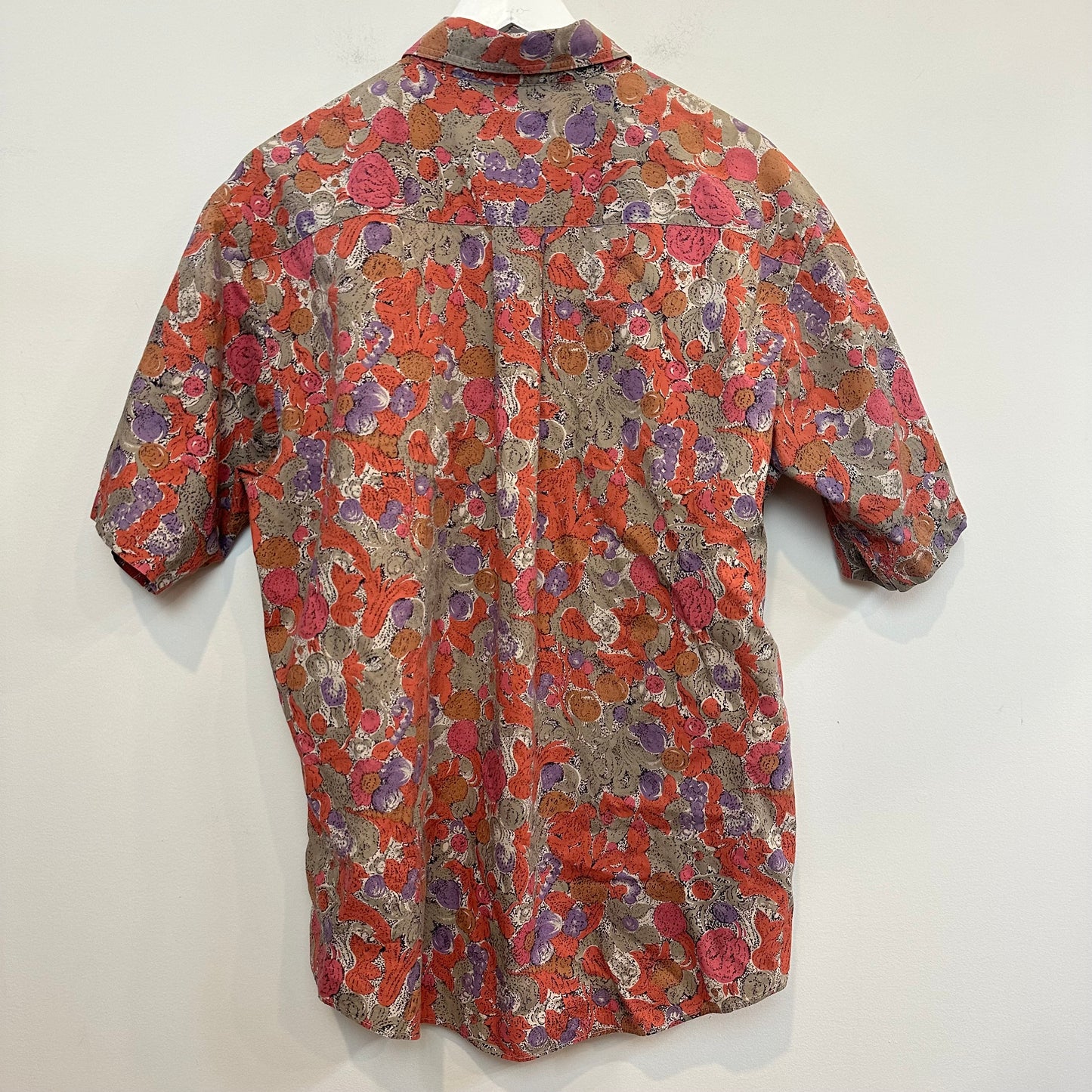 Vintage 80s 90s Cattani Uomo Short Sleeve Button Down Collared Shirt Abstract Floral Pattern Cotton