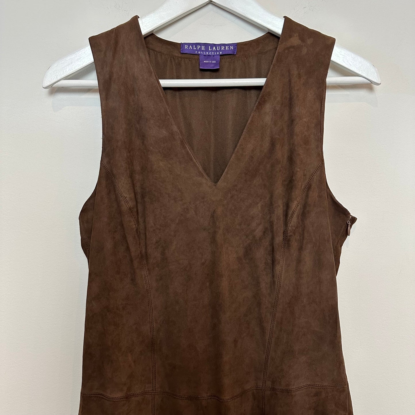 Ralph Lauren Collection Purple Label Lambsuede leather Dress Brown Made in the USA