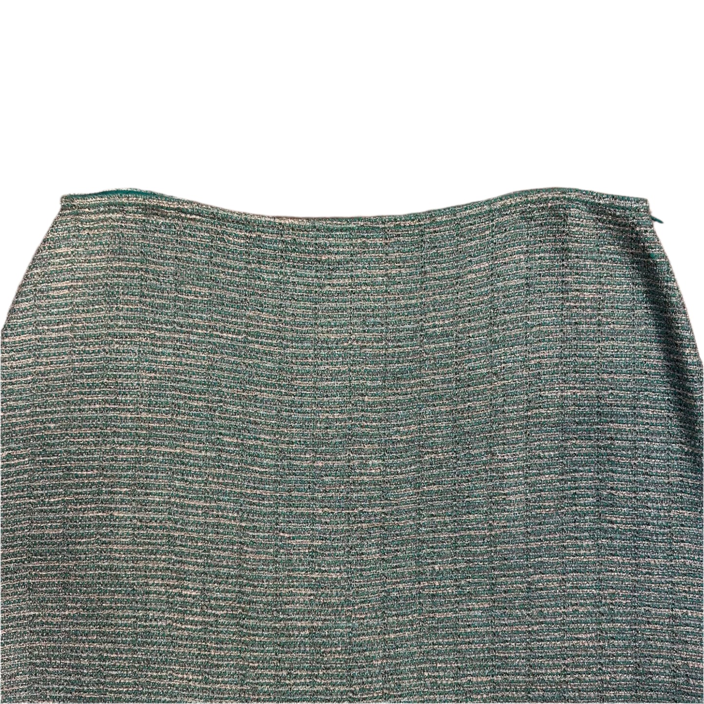 St. John Skirt Jade Shimmer Multi Knee Length Blue Tweed Knit Pencil 14