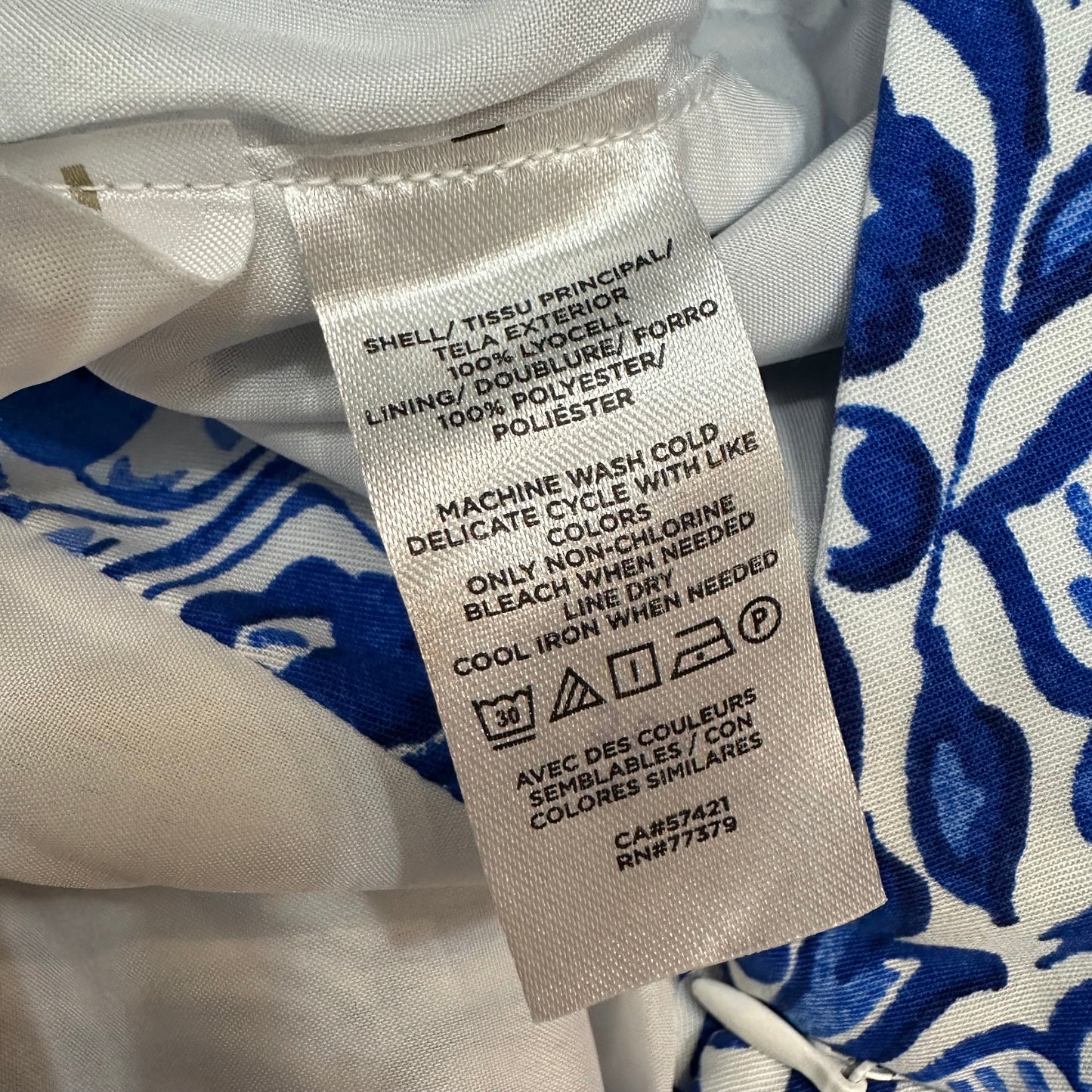 Ann Taylor Tile Wrap Pencil Skirt Blue White Midi 2 Petite