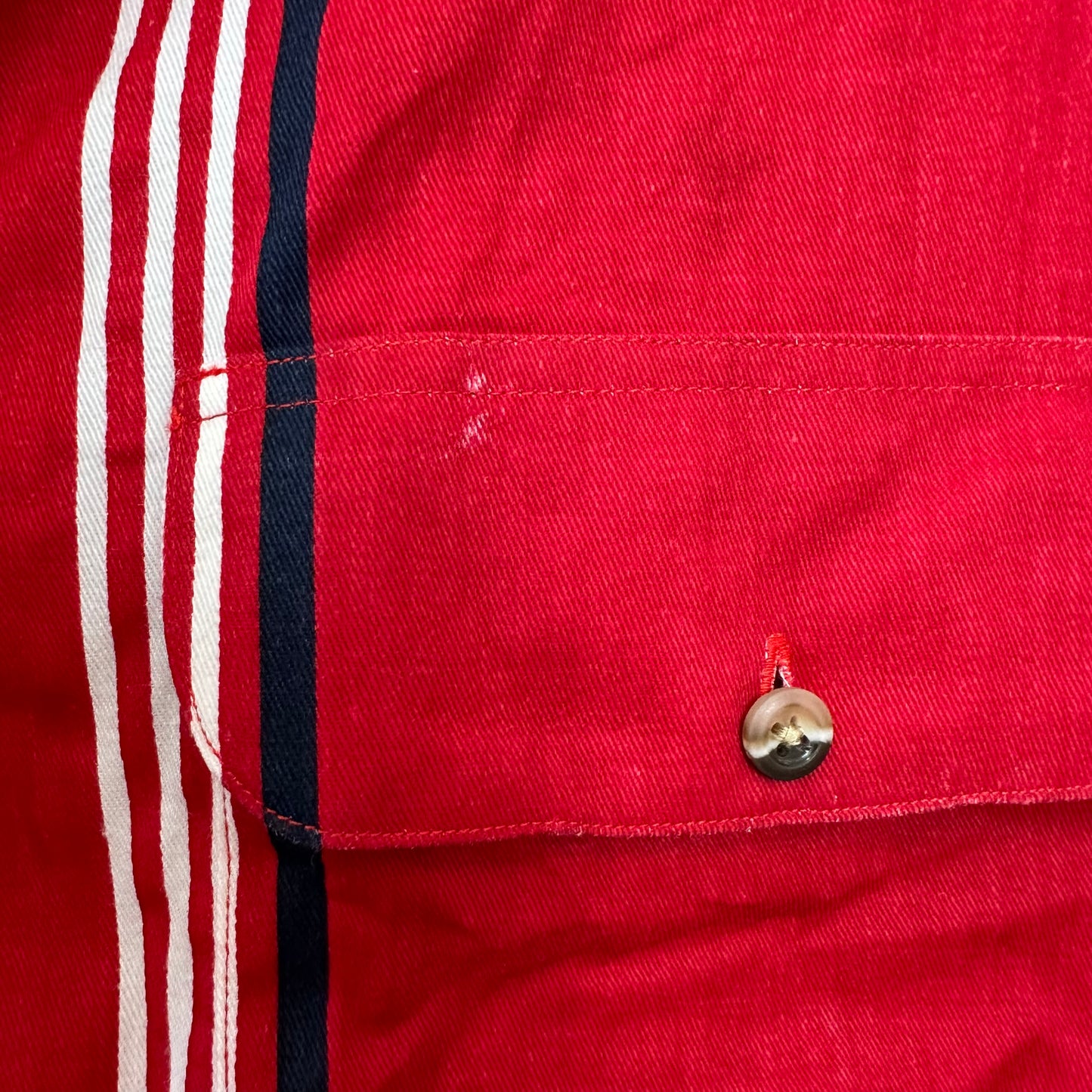 Dickies Short Sleeve Button Down Collared Shirt Red Striped Retro Work Shirt Large
