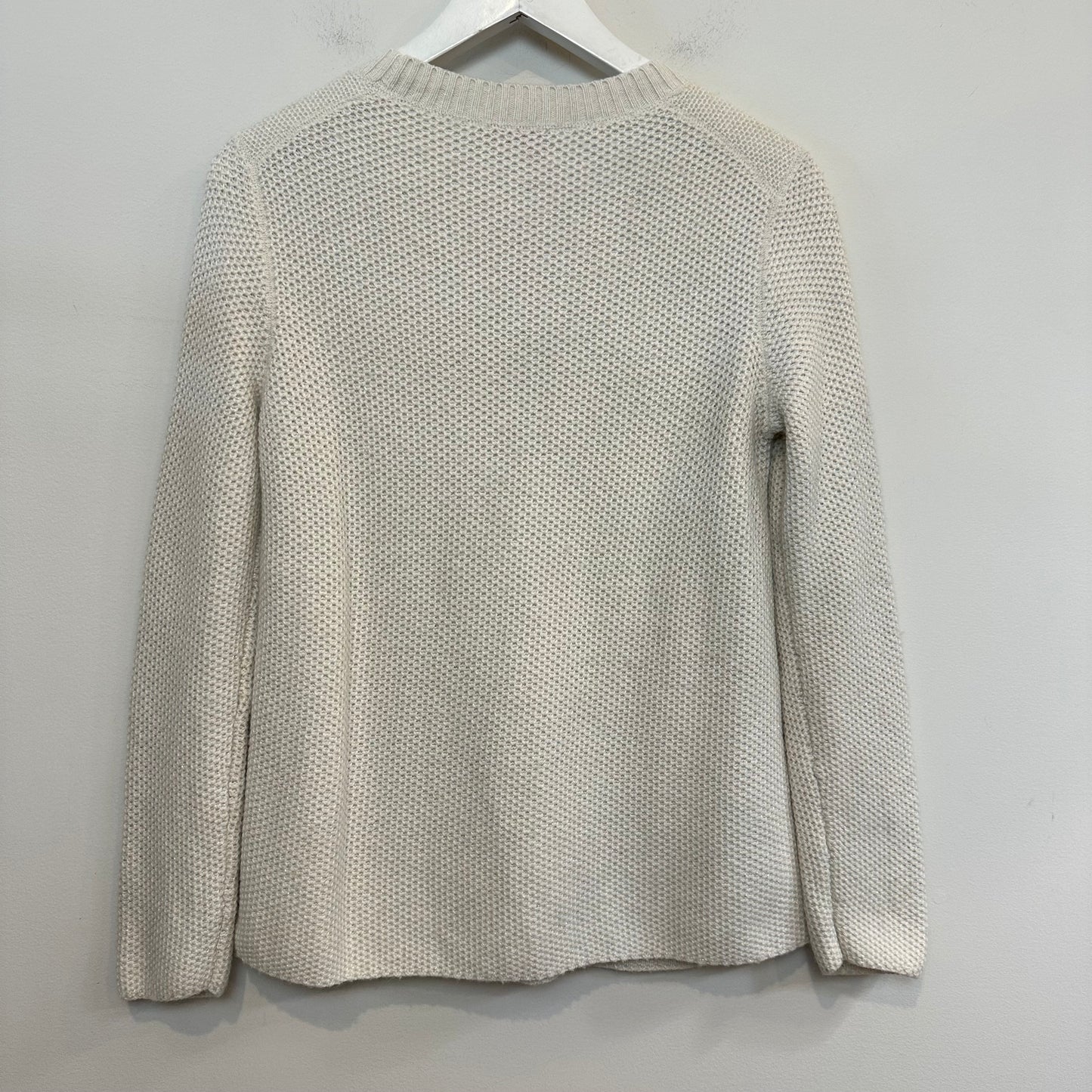 Tory Burch Logo Sweater Crewneck Cream Silver Long Sleeve Knit Medium