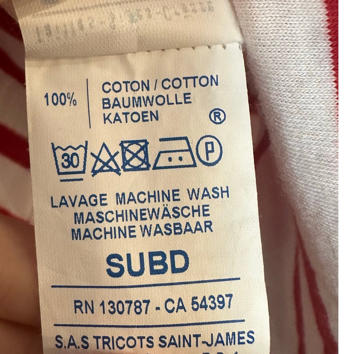 Saint James Neige-Marine Minquiers Moderne Shirt Red White Striped T-Shirt