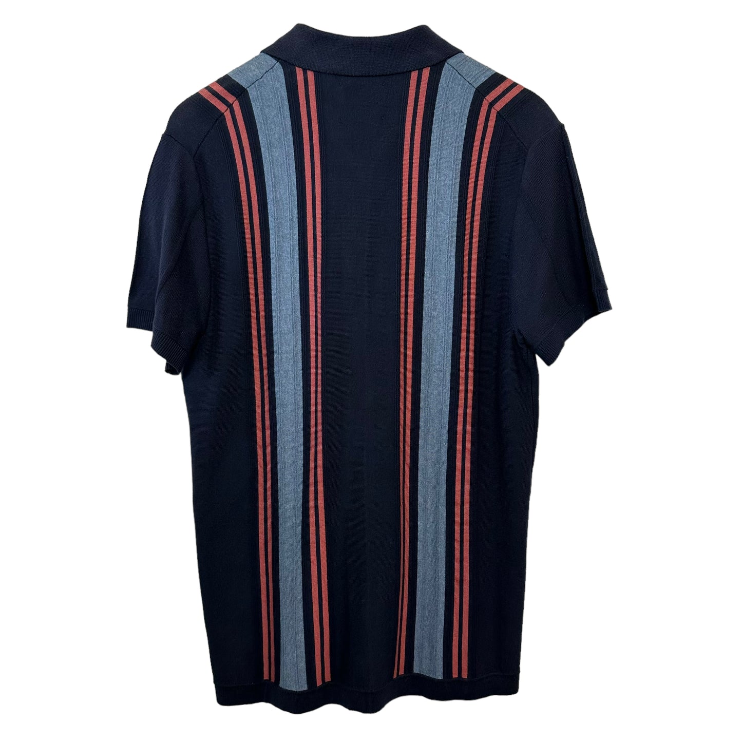 New with Tags Abercombie & Fitch Striped Button Through Sweater Polo Navy Blue Red Medium