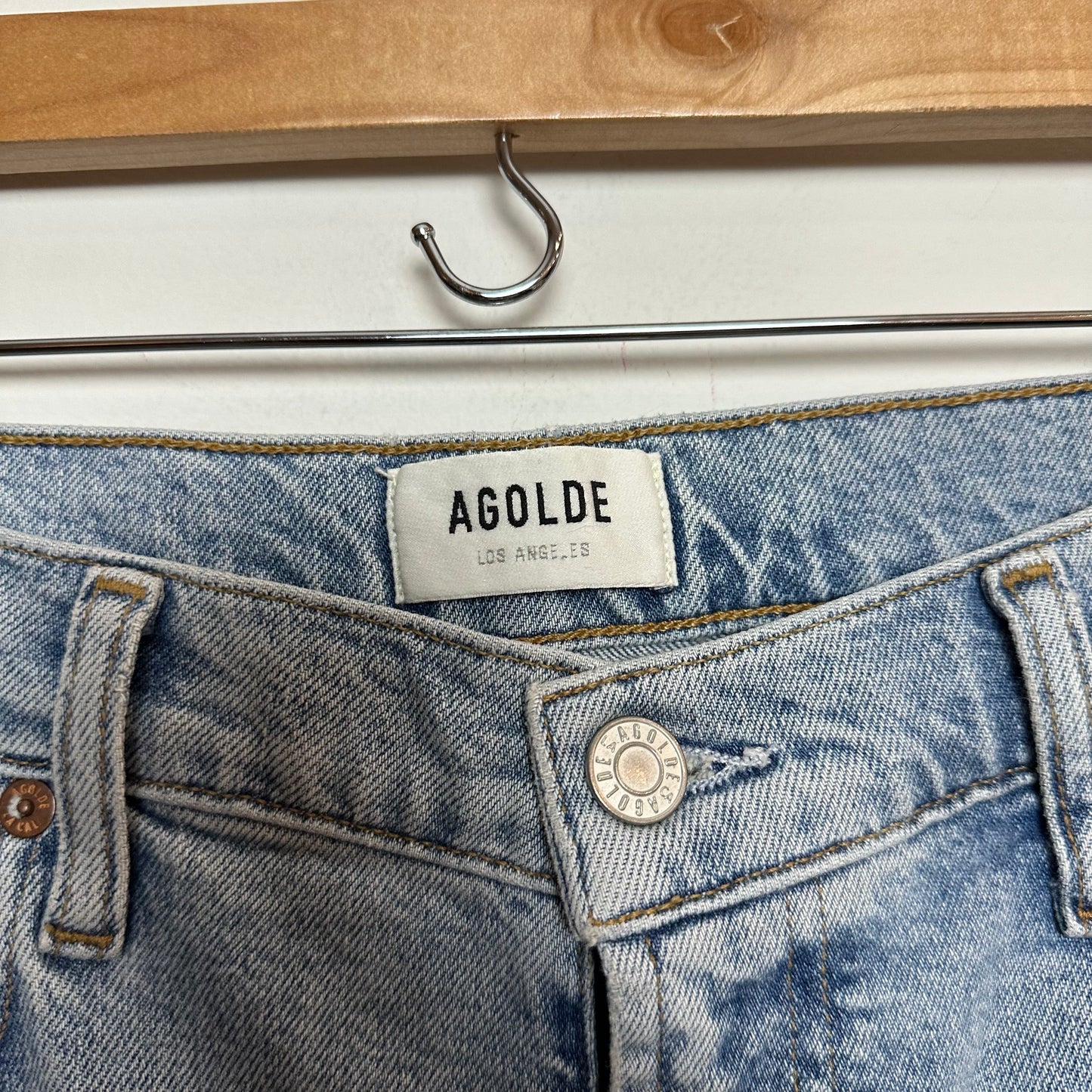 Agolde Merrel Jeans Mid Rise Straight Slim Raw Edge Hem 30