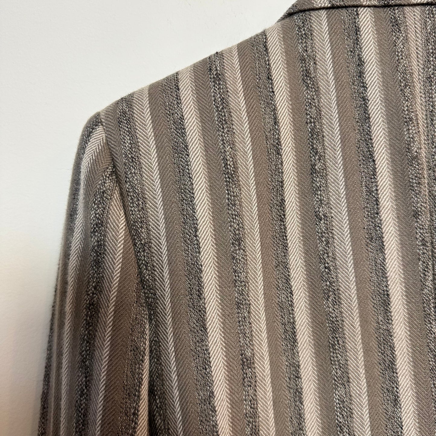 Vintage 90s Atrium Collection Neutral Striped Wool Blazer Jacket 9/10