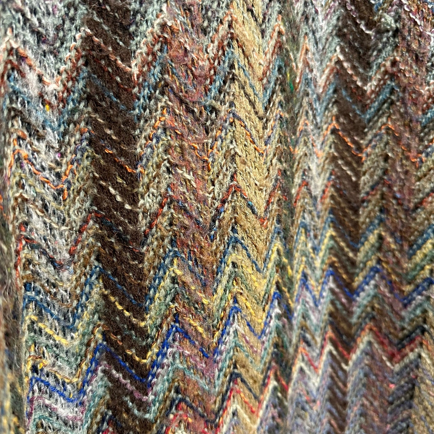 Vintage 90s Casalana Grandpa Sweater Chunky Knit Rainbow Chevron V Neck Medium