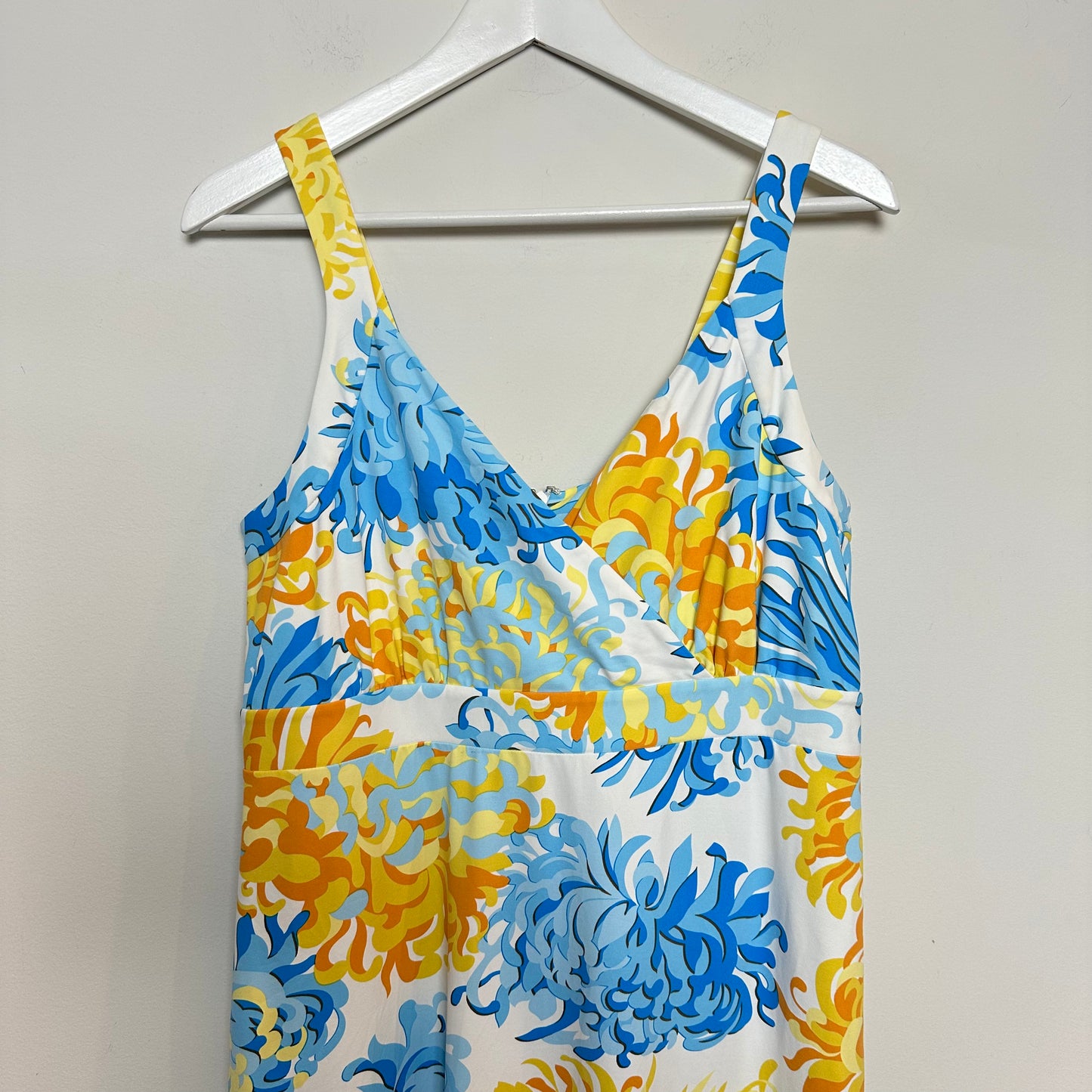 J. McLaughlin Karla Maxi Dress Catalina Cloth Sleeveless Blue Orange White Large