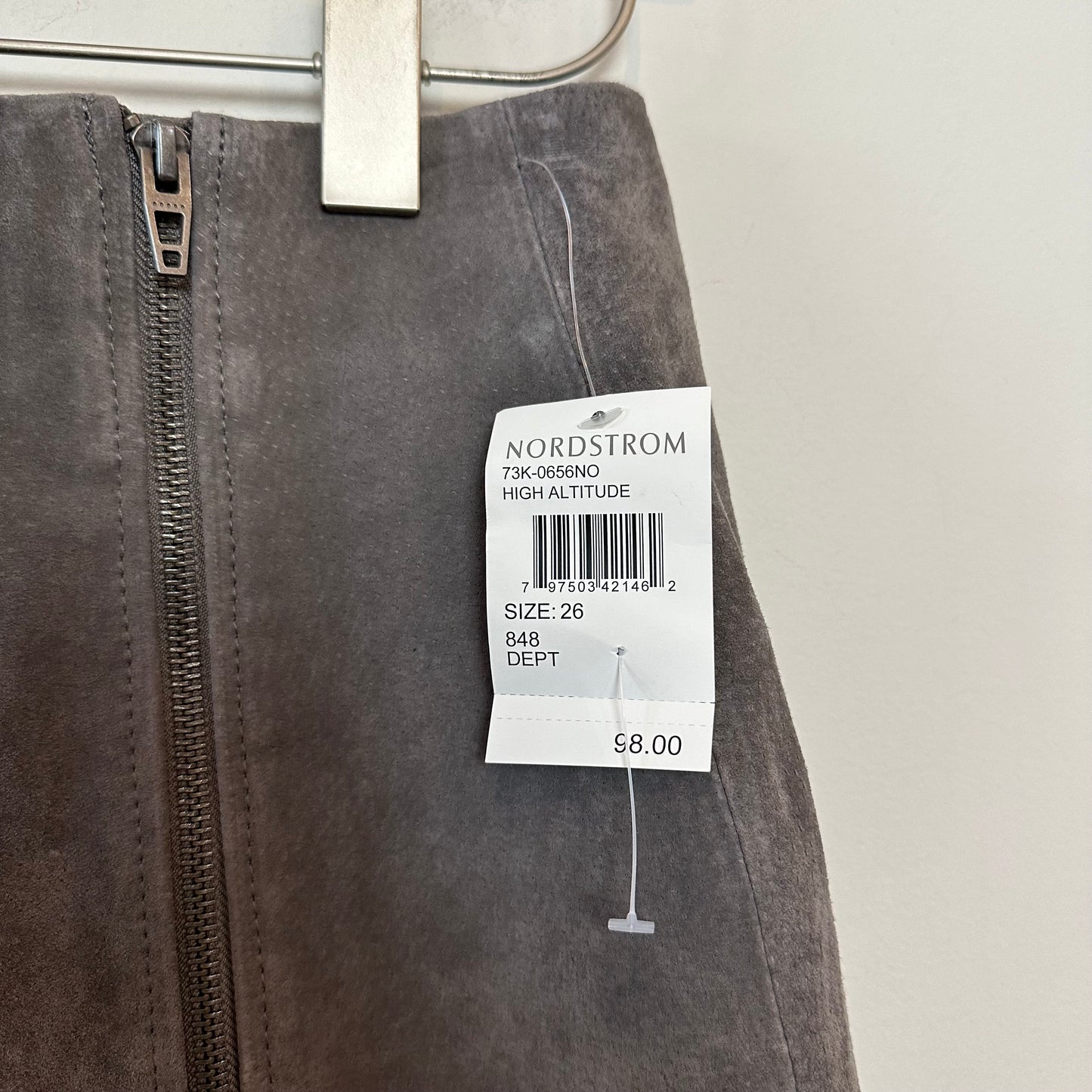 NWT Blank NYC High Altitude Leather Mini Skirt Suede Side Zip Grey 26