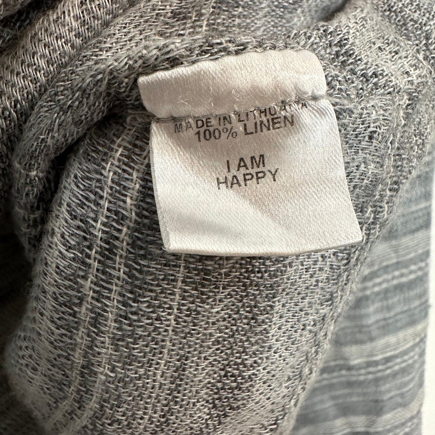 Flax 100% linen Top Striped Gray Long Sleeve Small Petite