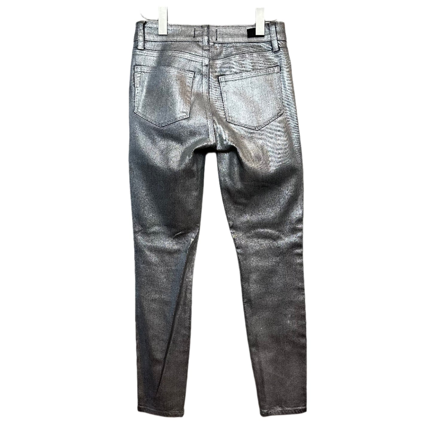 Paige Verdugo Ankle Silver Metallic Coated Denim Pants Skinny Mid Rise 27