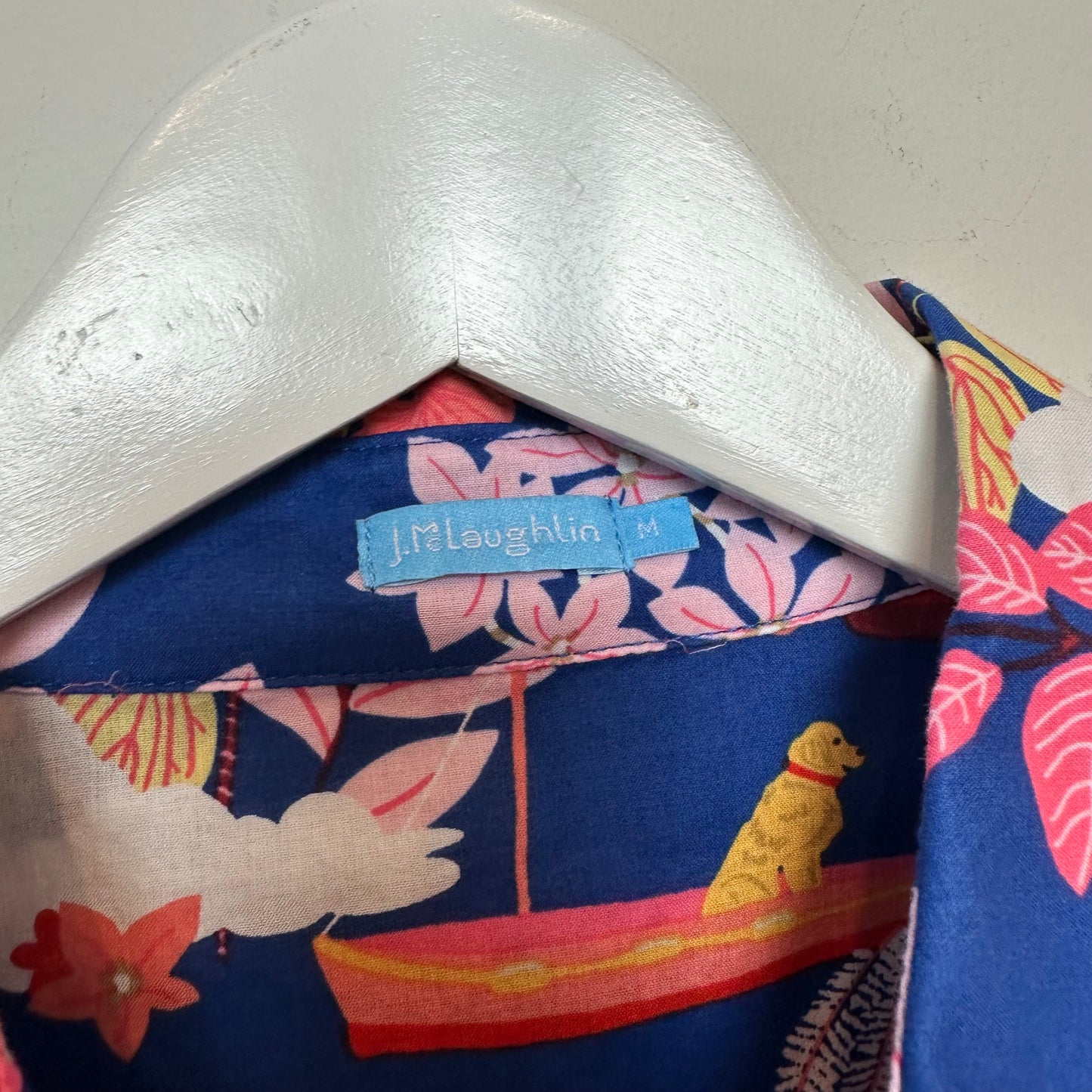 J. McLaughlin Lois Shirt Along the Coast Button Up Collared Cotton Medium