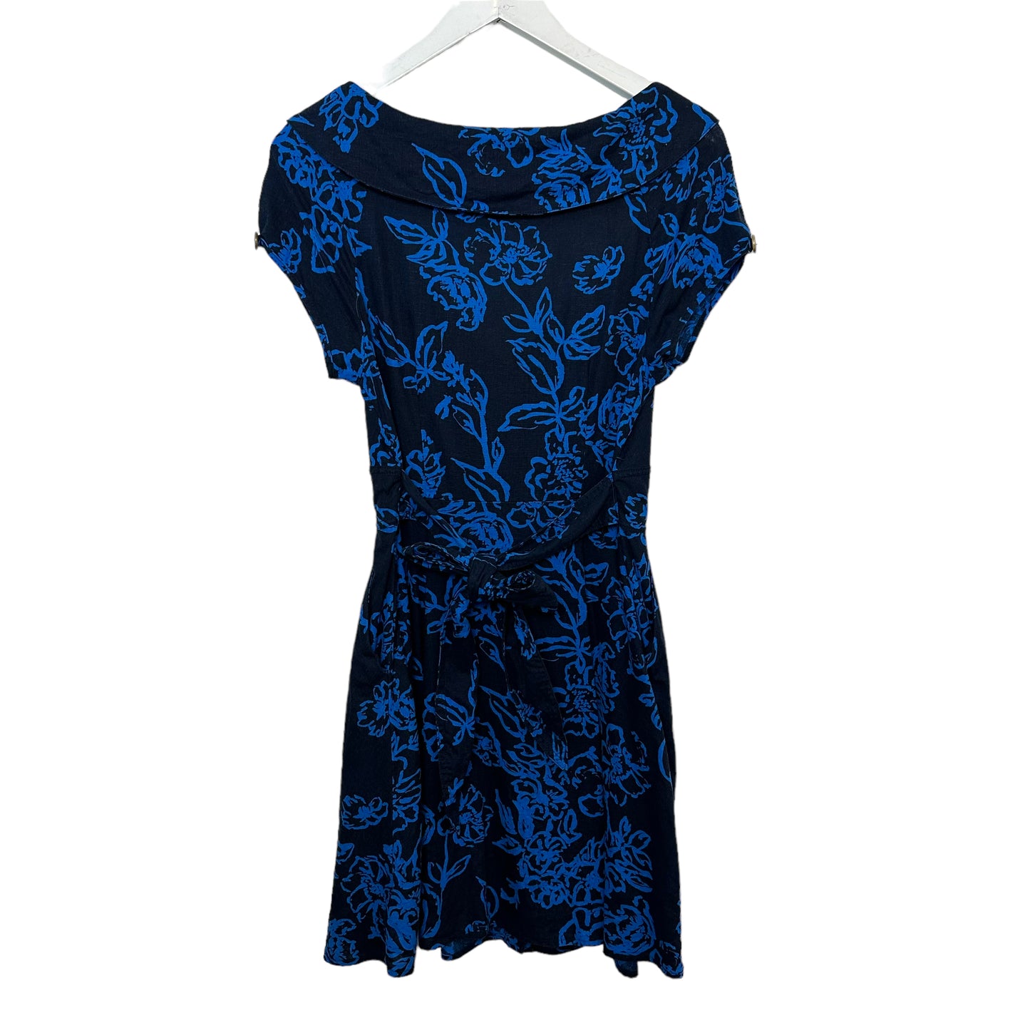 Free People Thing Called Love Navy Blue Floral Linen Mini Dress 10