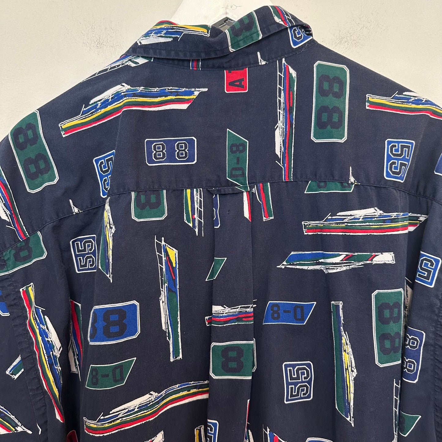 Vintage 90s Nautica Short Sleeve Button Down Collared Shirt Boats Nautical Sailing XL