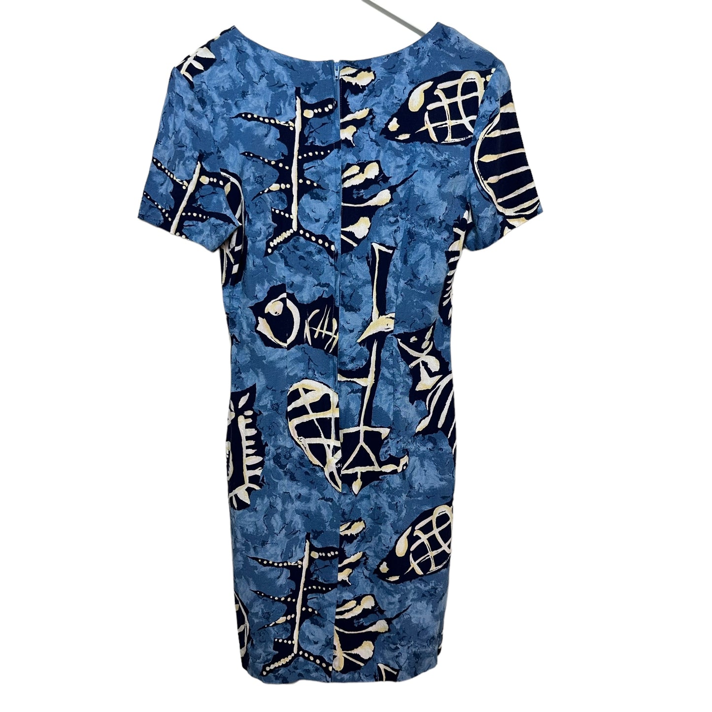 Vintage 90s My Michelle Mini Dress Blue Abstract Print Short Sleeves 9/10