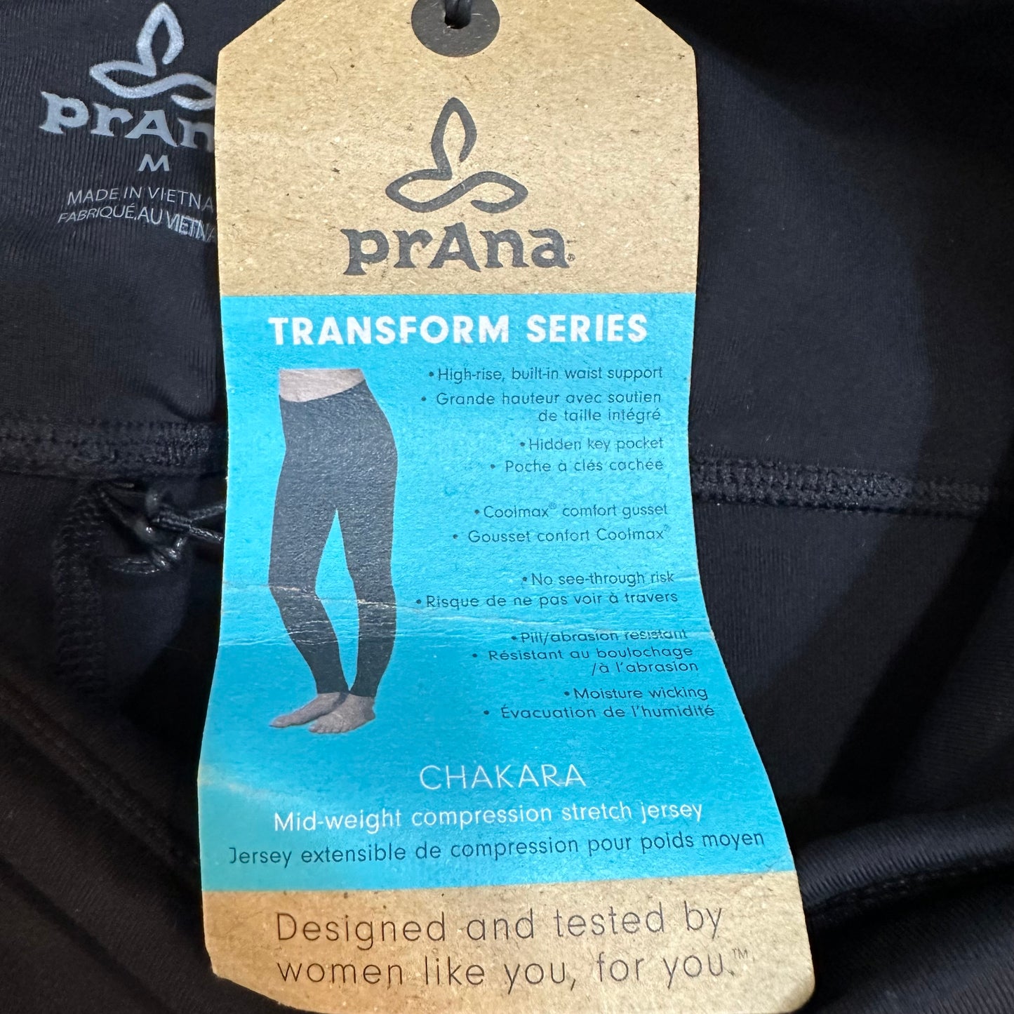 New with Tags Prana Leggings Transform High Waist Capri Black Mid Rise Medium