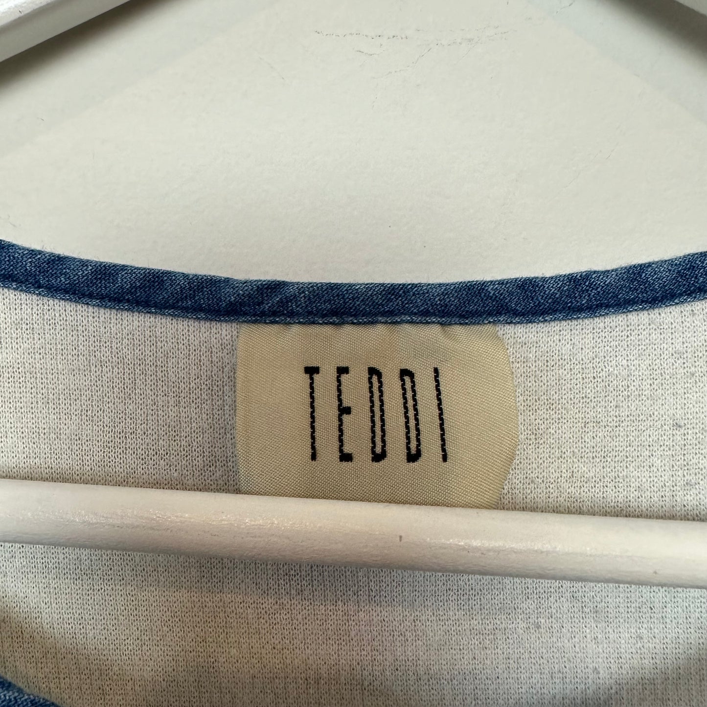 Vintage 90s Teddi Denim Dress Maxi Mixed Media Color Block Floral Boho Medium