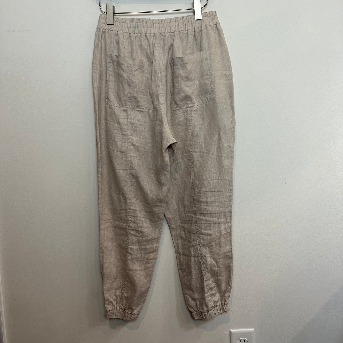Johnny Was Calme Linen Joggers Oatmeal Beige Elastic Waist Pull On Small