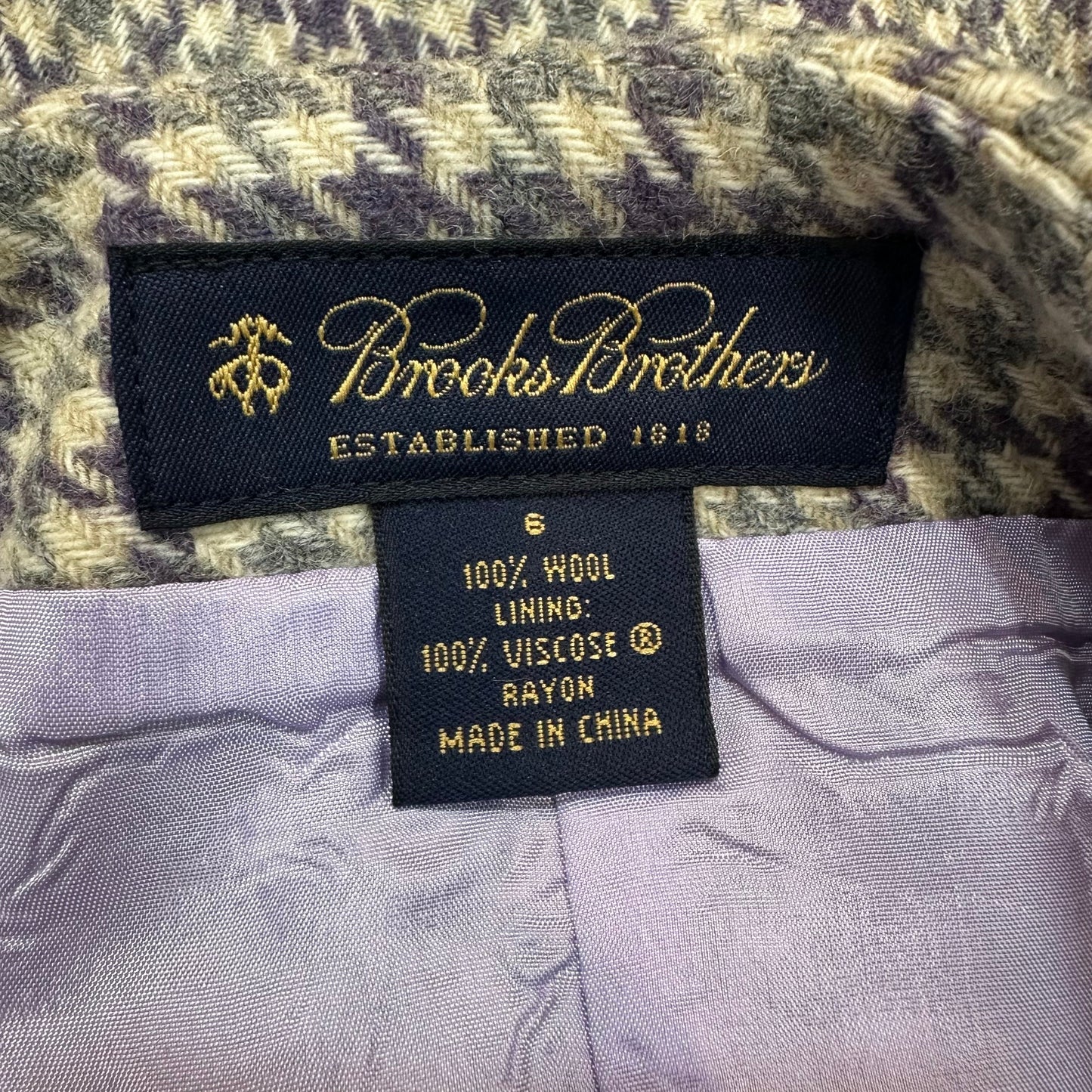 Brooks Brothers Wool Box Pleated Skirt Houndstooth Buckle Purple Preppy Tweed 6