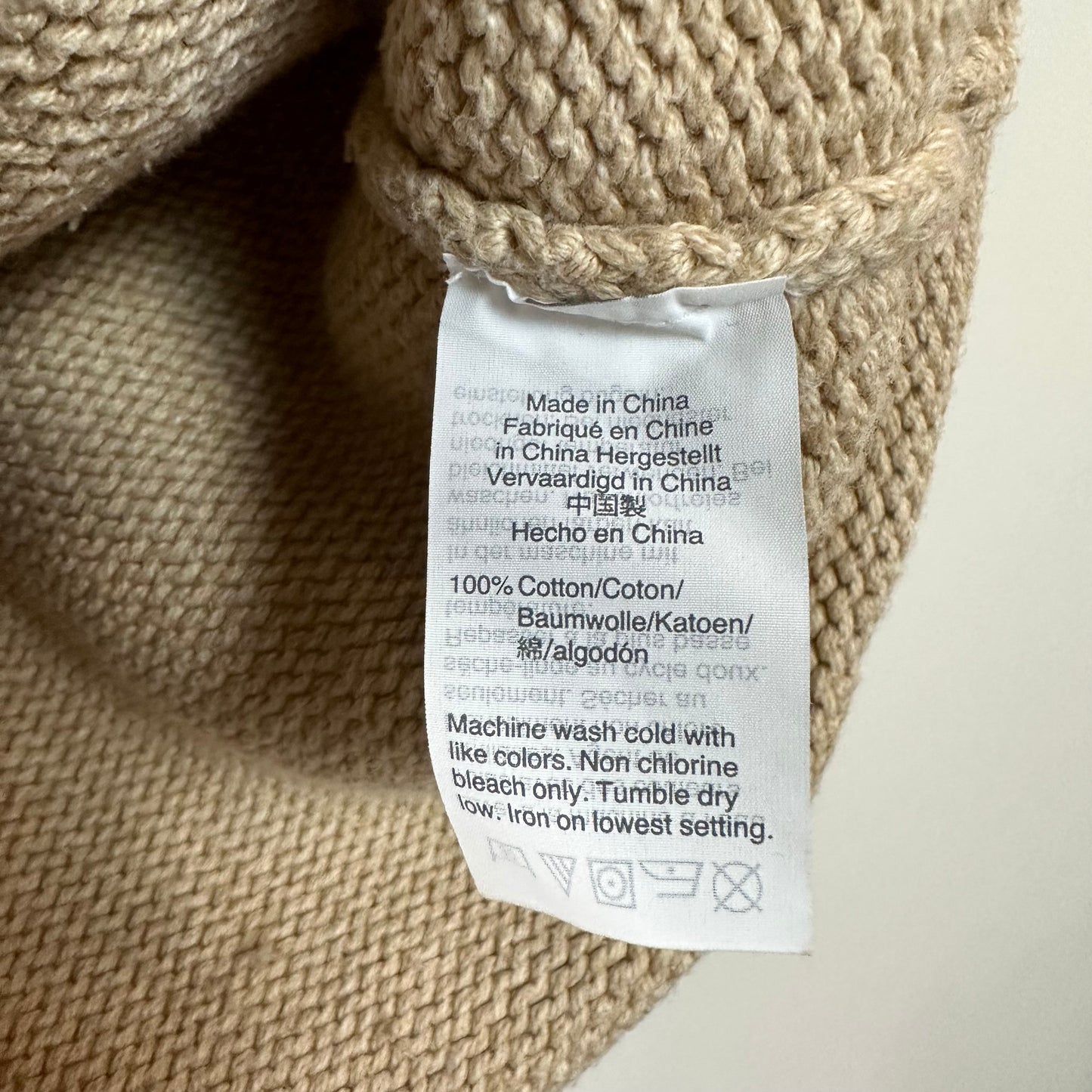 J. Crew Mercantile Roll Neck Sweater Chunky Knit Beige Tan Cotton
