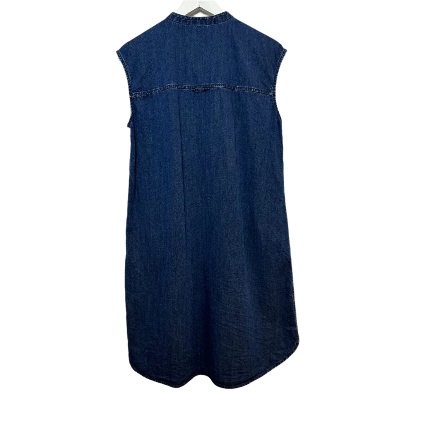 Eileen Fisher Mandarin Collar Denim Dress Chambray Sleeveless Blue Small