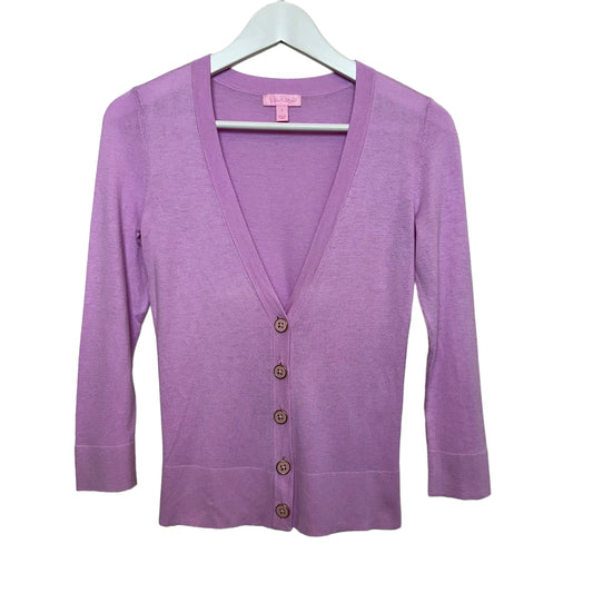 Lilly Pulitzer Kaitlin Cardigan Sweater Lilac Lavender Purple Button Down V Neck Small