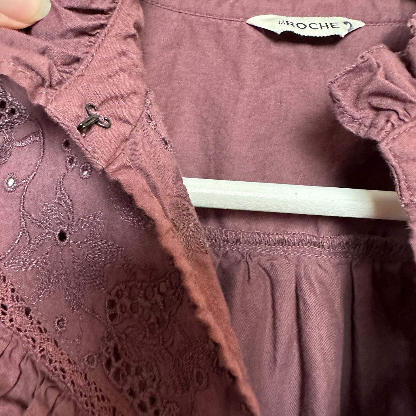 St. Roche Clair Top in Rasin Plum Purple Peasant Long Sleeve High Neck 4
