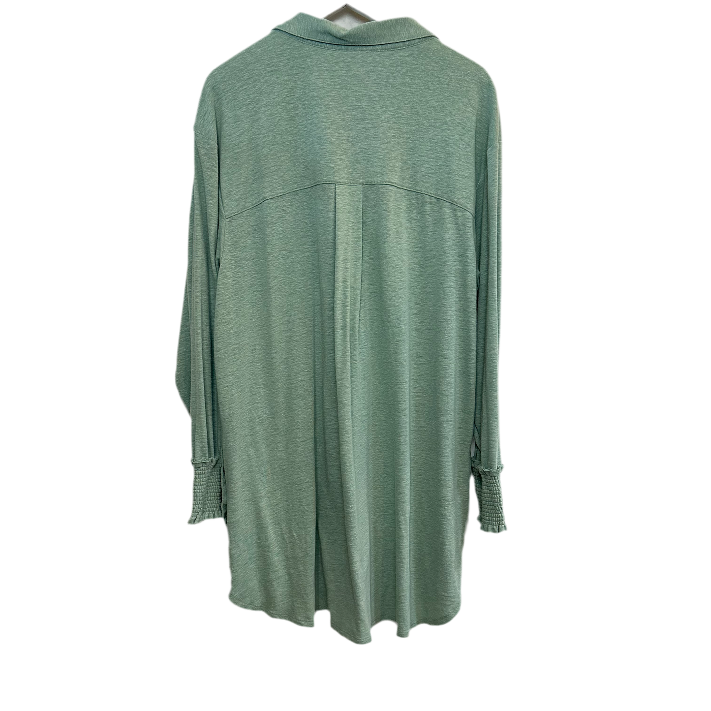 Free People Beach Promenade Mini Dress Green Seaglass Long Sleeve Button Down Large