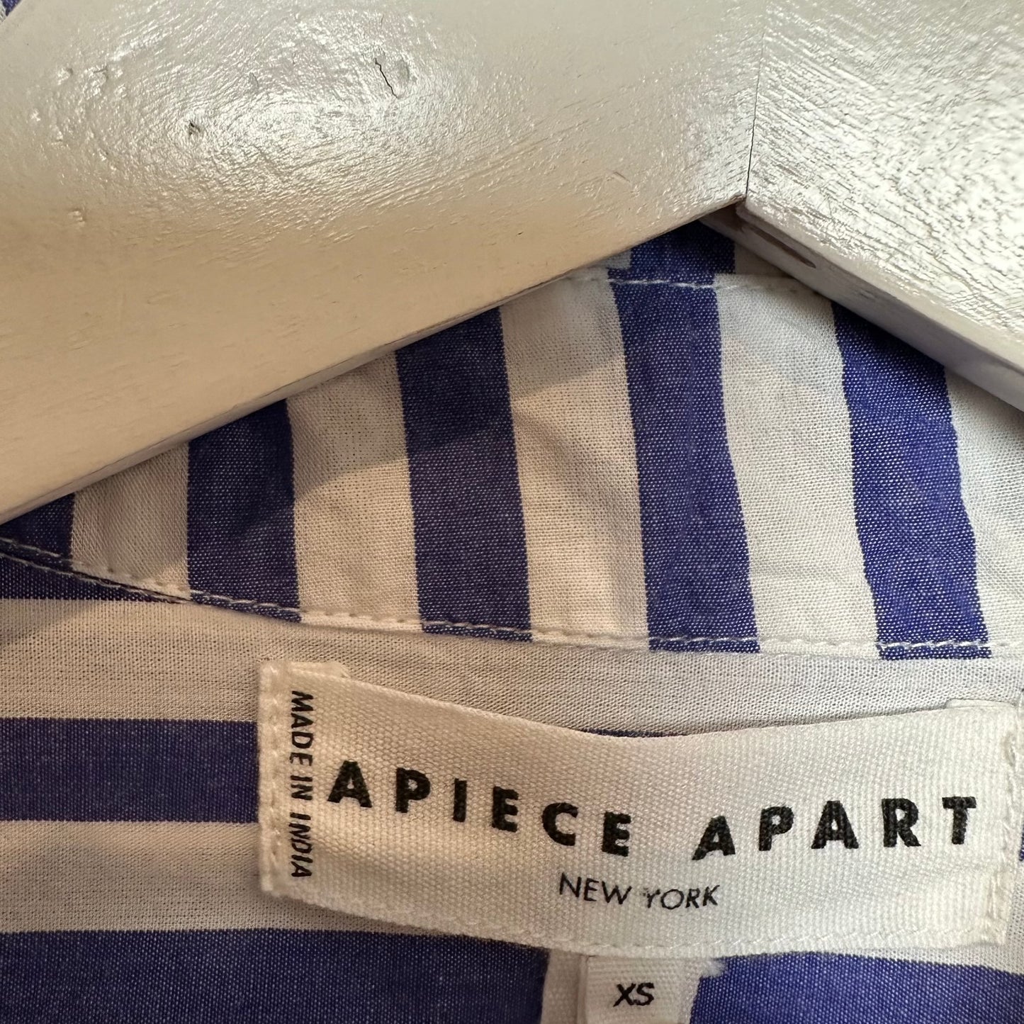 Apiece Apart Oversized Button Down Shirt Tan and Blue Stripes Color Block XS