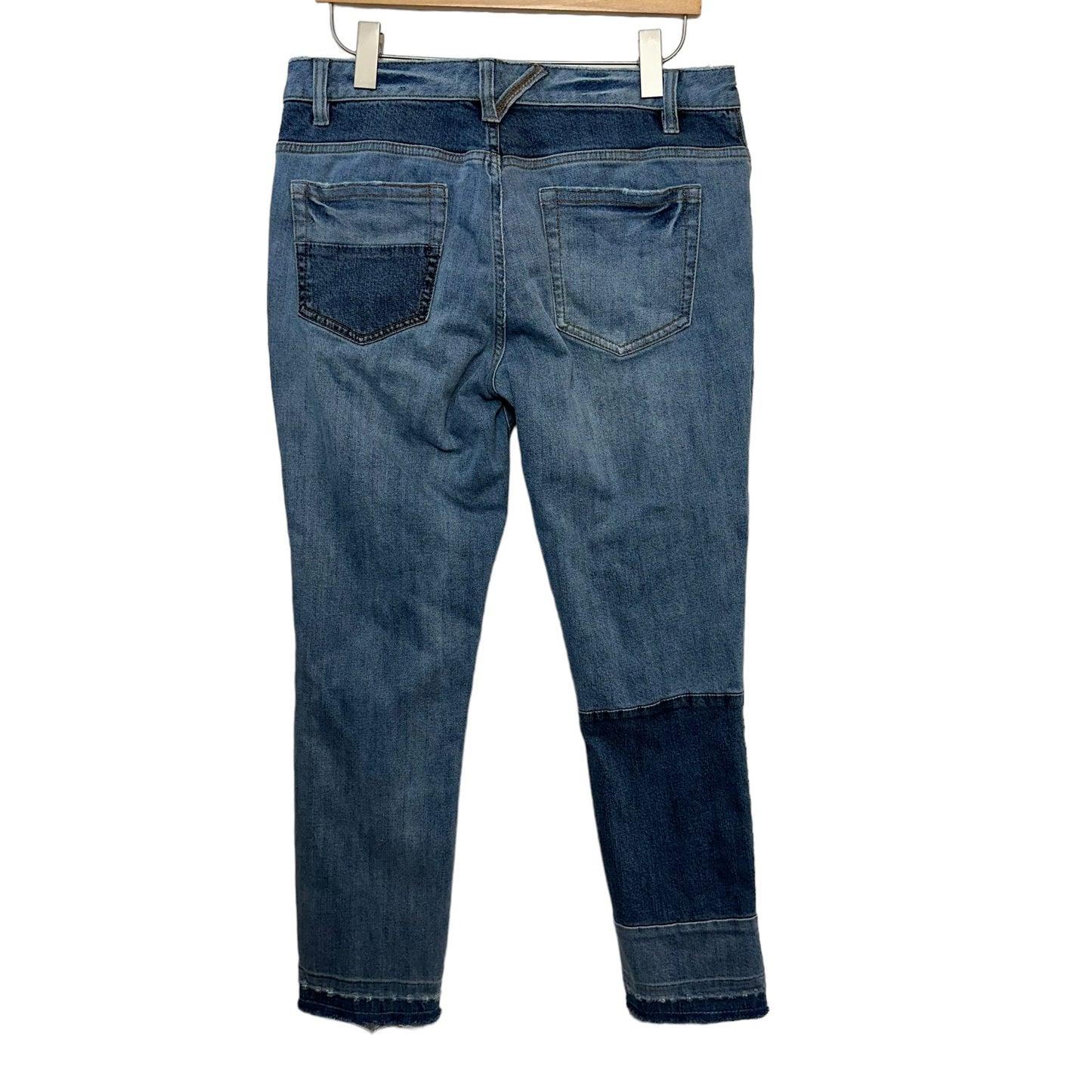 Free People Jax Patched and Relaxed Skinny Camp Jeans Denim Patchwork 31