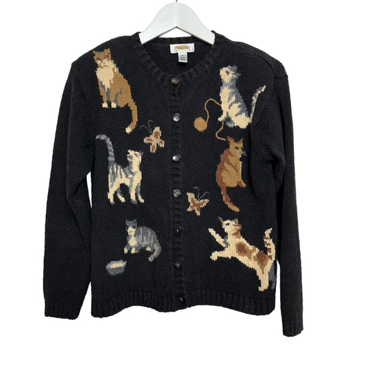 Vintage 90s Talbots Cat Cardigan Sweater Small Petite