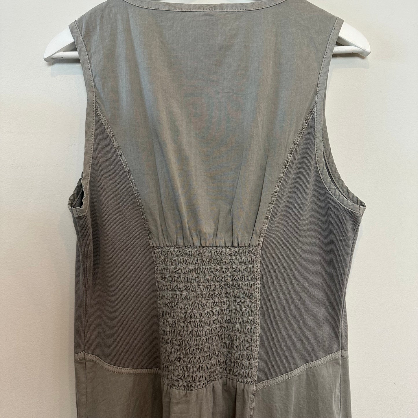 XCVI Gibbon Tank Dress Gray Sleeveless Midi Smocked Bubble Skirt Gorp Large