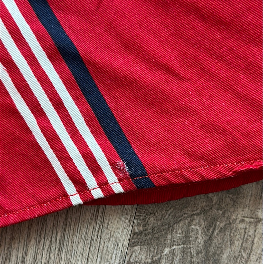 Dickies Short Sleeve Button Down Collared Shirt Red Striped Retro Work Shirt Large