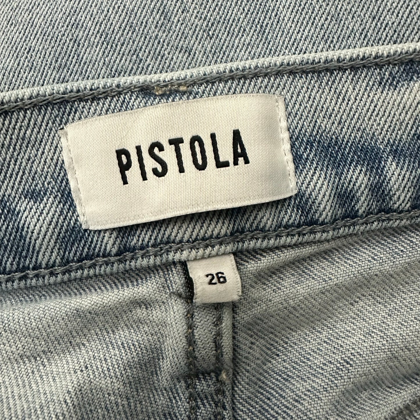 Pistola Lennon High Rise Boot Jean Raw Hem Light Wash Distressed Cropped 26