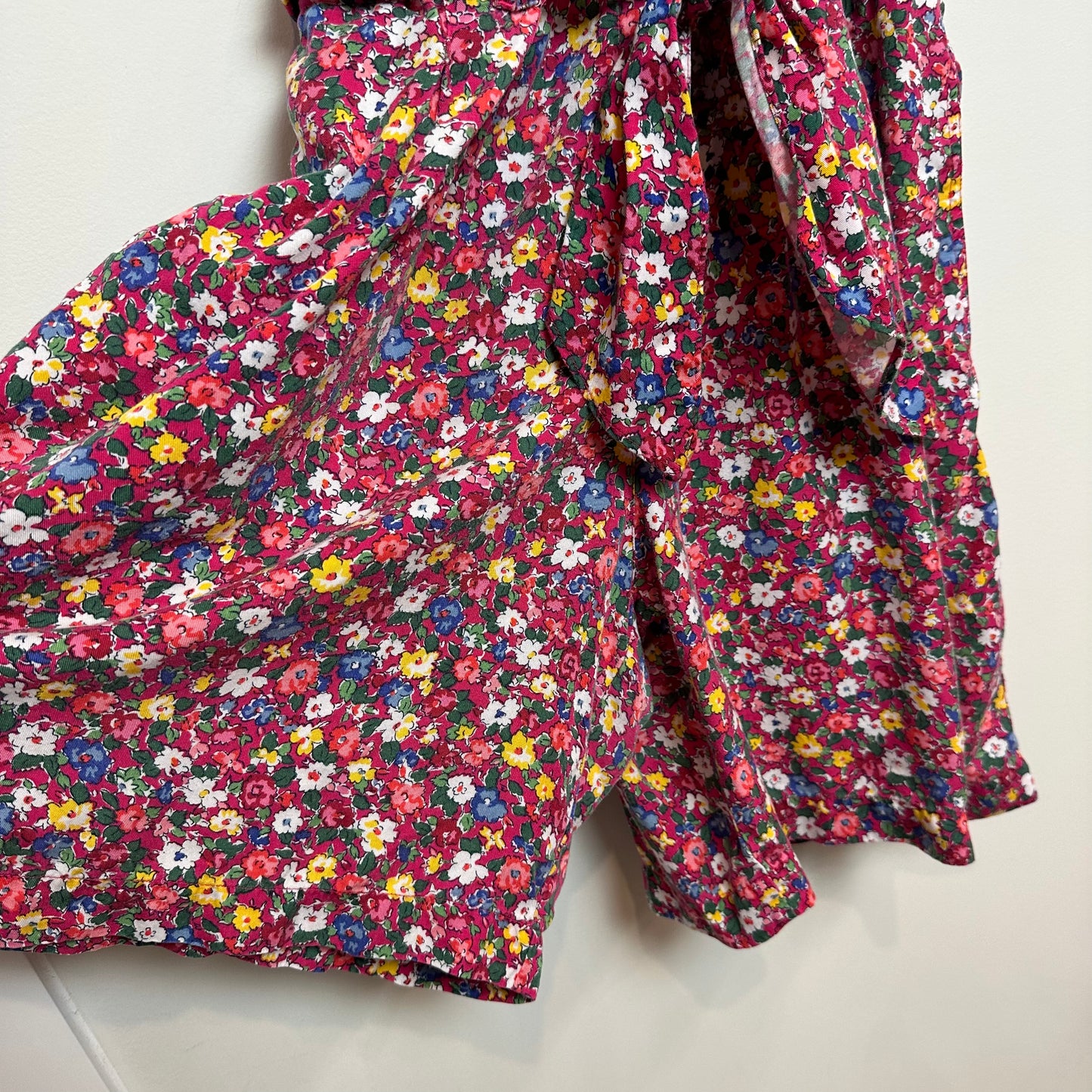 Vintage 90s Liz Sport Floral Romper Pink Rayon Medium