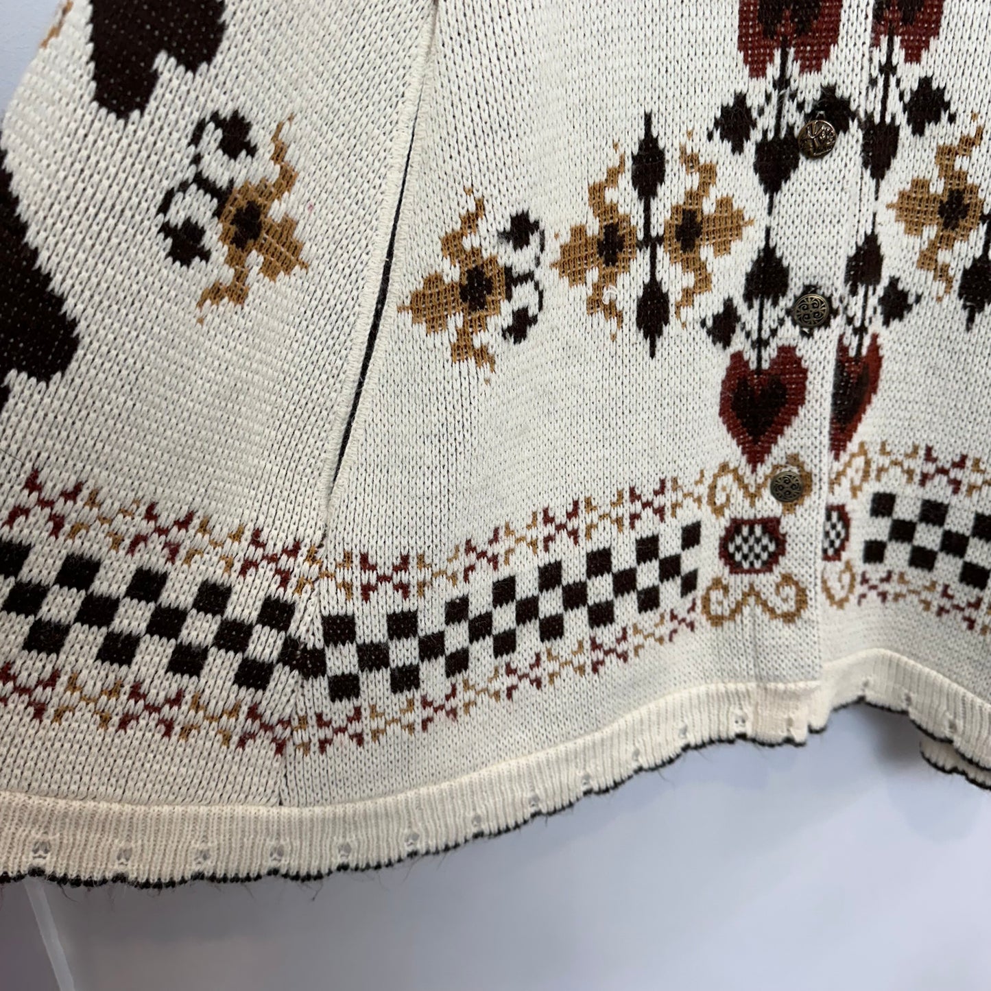 Vintage 70s Sturbridge Knit Poncho Cape Button Down Collared Coatigan Cardigan