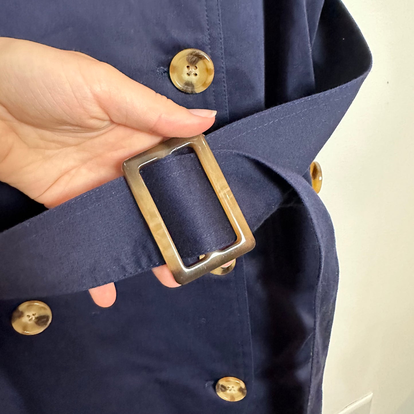C/MEO Collective Framework Dress Navy Blue Midi Double Breasted Trench Small