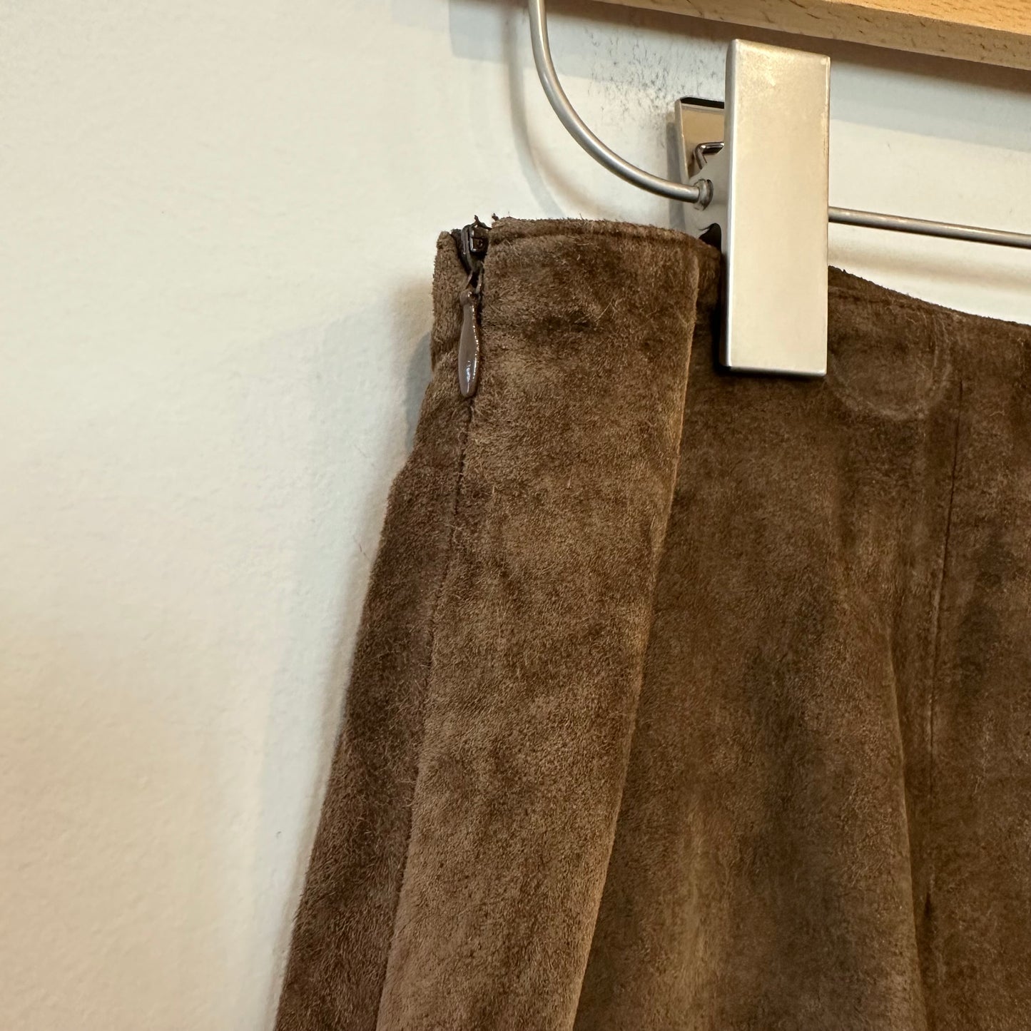 Vintage 90s Jones New York Country Suede Leather Midi Maxi Skirt Brown 10