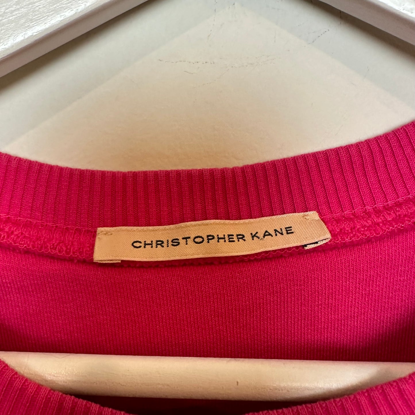 Christopher Kane Molecules Sweatshirt Hot Pink Black Leather Pullover Crewneck Medium