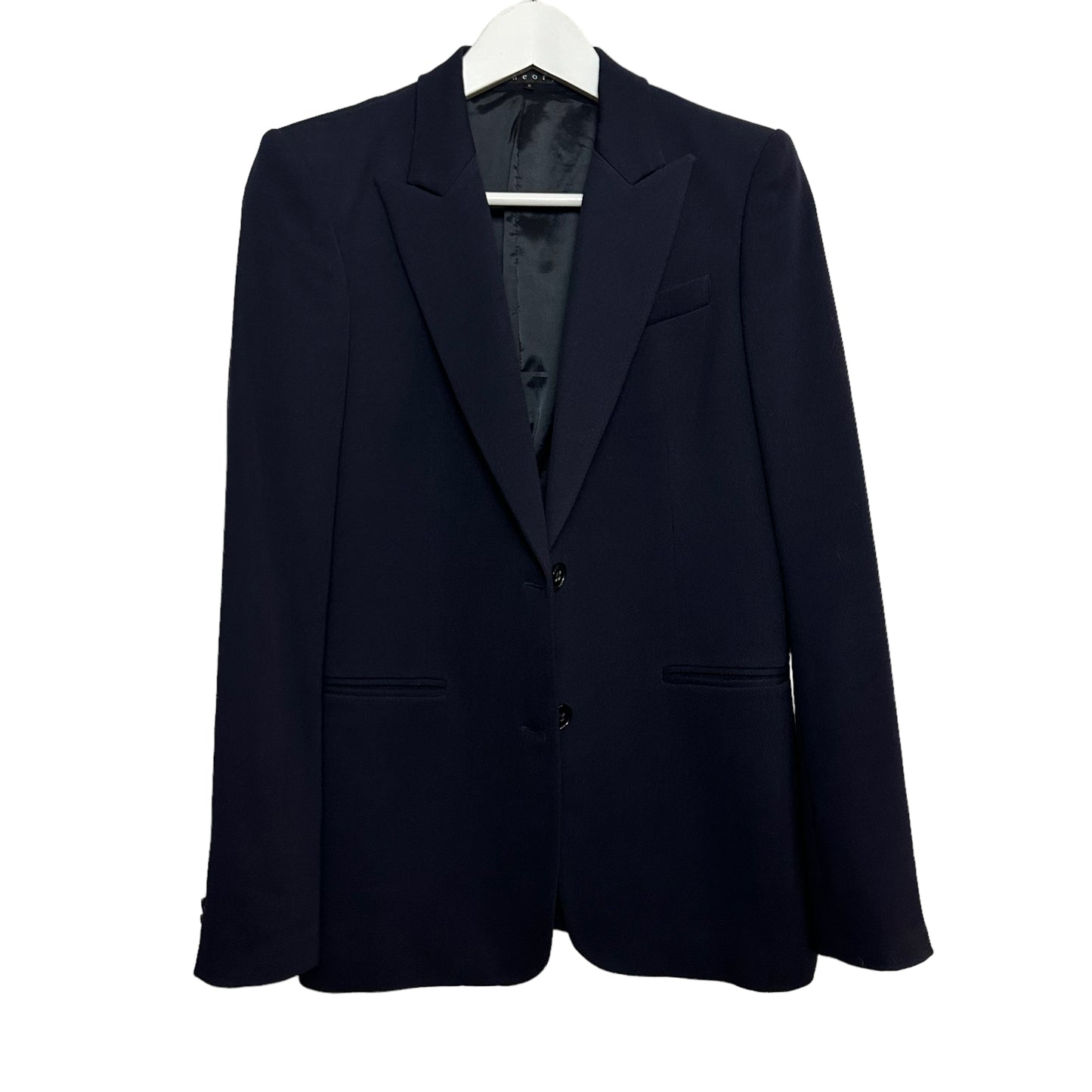 Theory Blazer Navy Blue Wool Blend Two Button Suit Coat Tailored 6