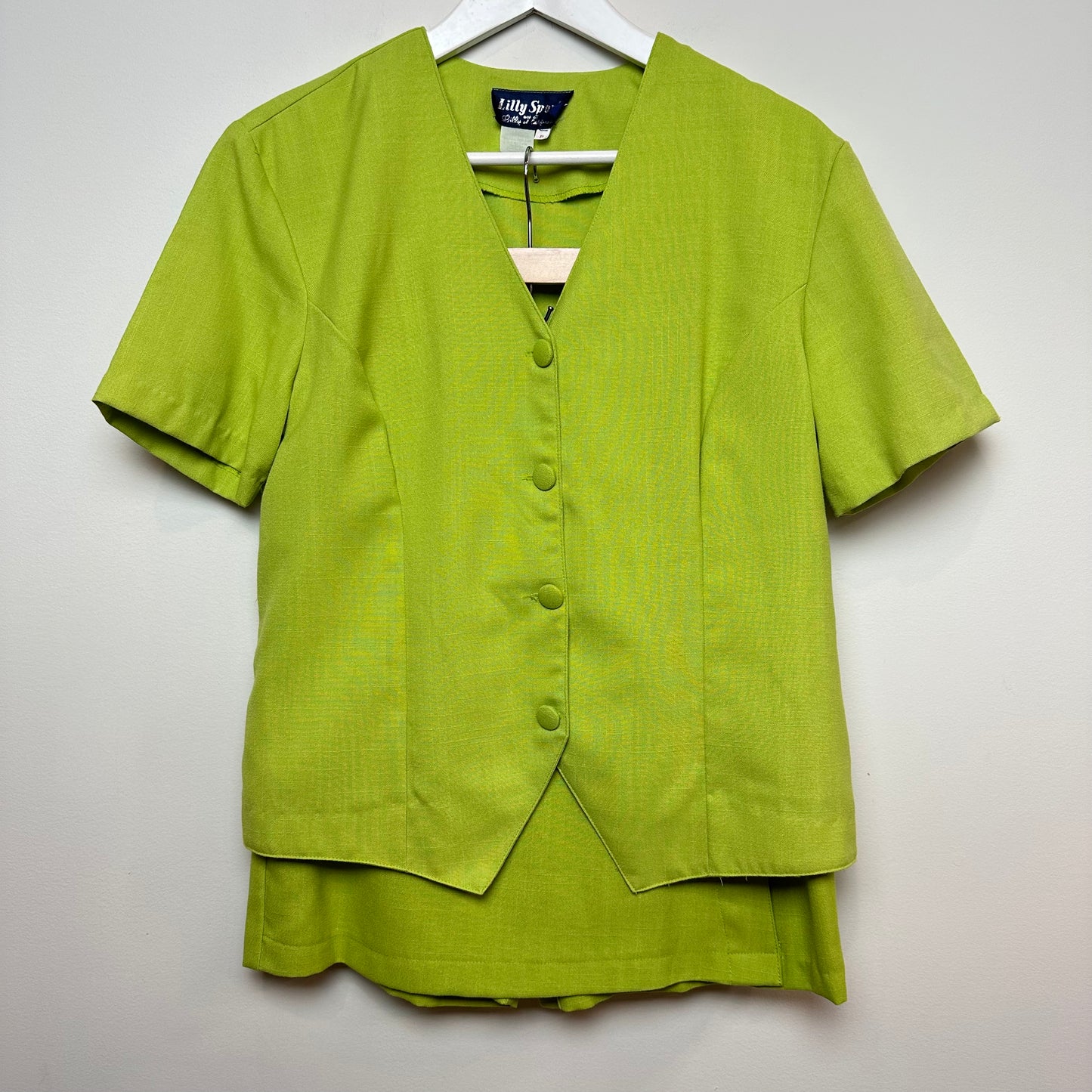 Vintage Lilly Sports Lime Green Skirt Set Skort and Matching Top Medium Petite