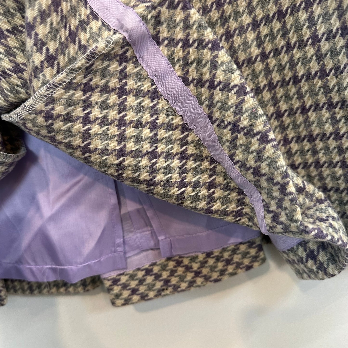 Brooks Brothers Wool Box Pleated Skirt Houndstooth Buckle Purple Preppy Tweed 6