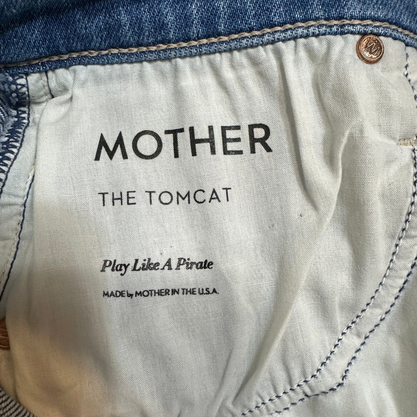 Mother The Tomcat Jeans Denim Play Like a Pirate High Rise Straight Button Fly 26