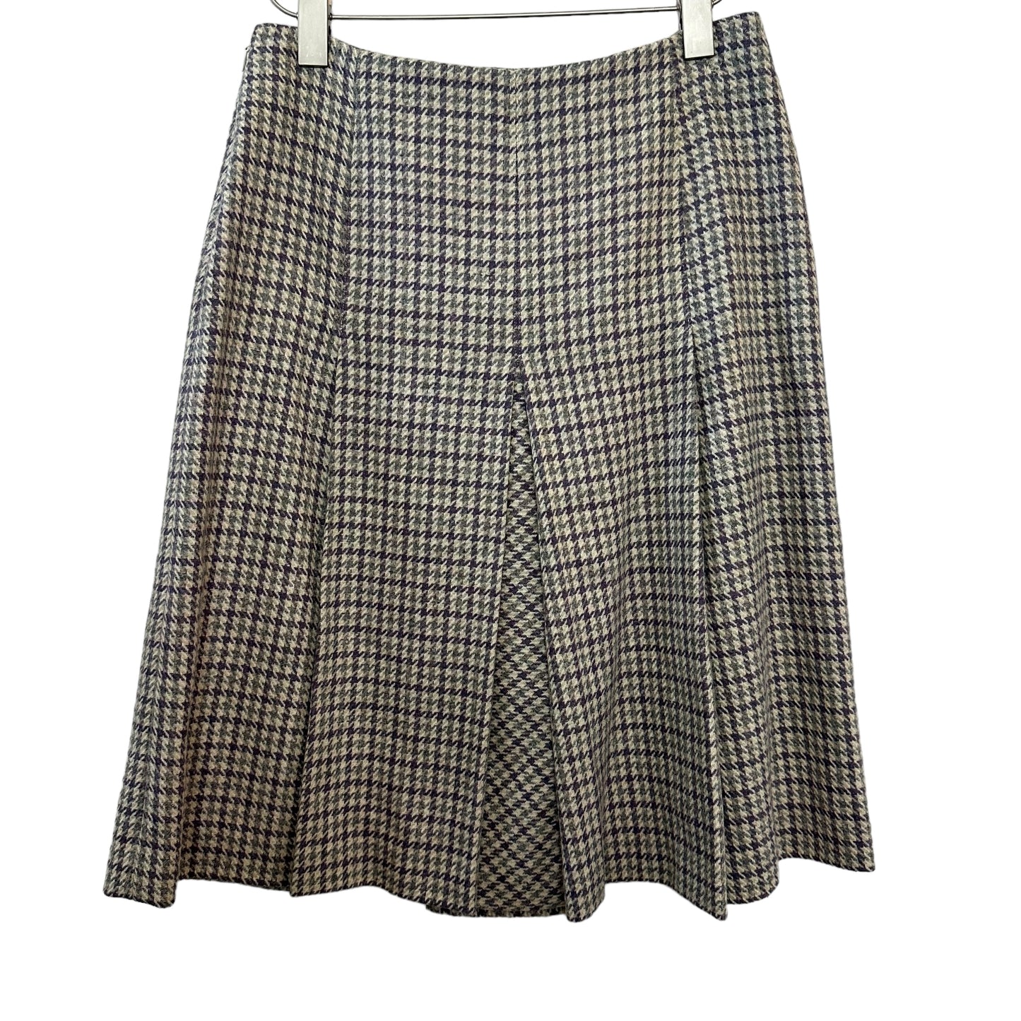 Brooks Brothers Wool Box Pleated Skirt Houndstooth Buckle Purple Preppy Tweed 6