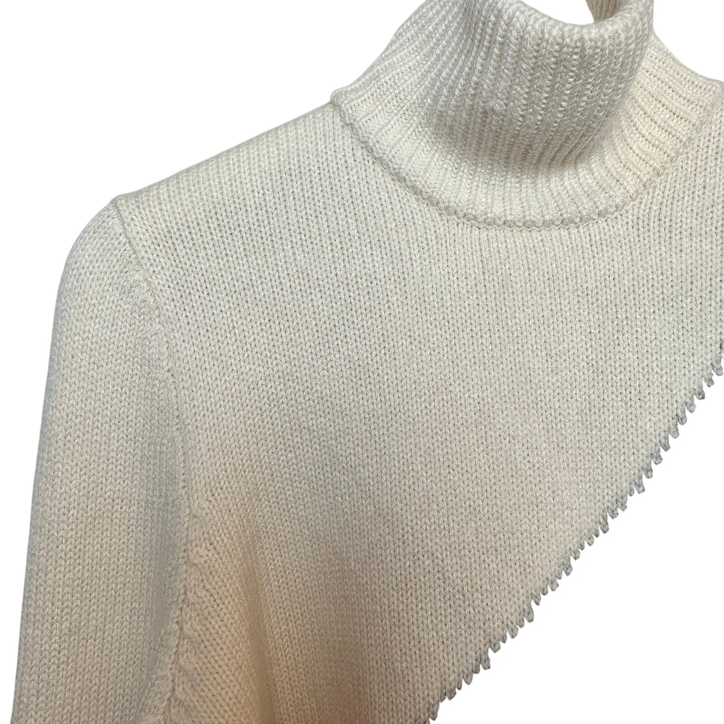 Emerson Fry Mila Sweater Black Ivory Chunky Knit Turtleneck Merino Wool Small